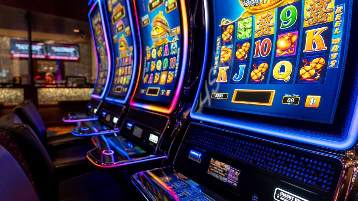 A row of slot machines