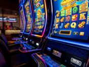 A row of slot machines