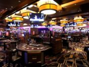 An overall view of some of the card tables inside the MGM Grand Detroit.
